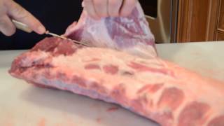 How to home butcher a bonein pork loin rib half [upl. by Edin]