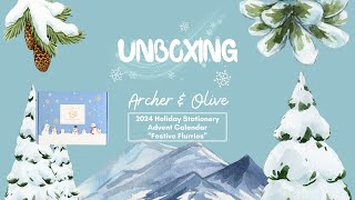 UNBOXING Archer amp Olive 2024 Christmas Holiday Stationery Advent Calendar  Festive Flurries [upl. by Enelram883]