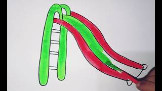 How to Draw Cute and Easy Slide  Easy Drawing Painting and Coloring for Kids amp Toddlers [upl. by Alrep]