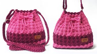 THE LATEST MODEL CROCHET DRAWSTRING BAG IS VERY BEAUTIFUL [upl. by Hashimoto]