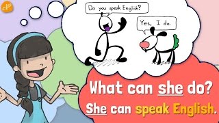 Action Verbs and Pattern Practice 2 for Kids What can she do by ELF Learning [upl. by Zurc]