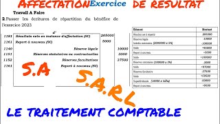 affectation de résultât exercice dapplication pour les Société anonymes ou SARL [upl. by Trahern]