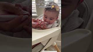 Baby trying new food for the first time baby dadlife girldad newdad [upl. by Whitnell]