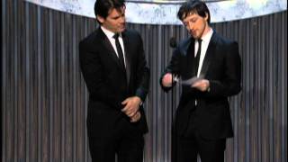 Joel Coen and Ethan Coen winning Best Adapted Screenplay [upl. by Niawtna]