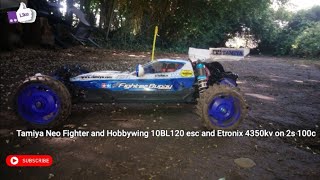 Tamiya Neo Fighter Test with Hobbywing Quicrun 10BL Esc Etronix Photon 4250KV Motor [upl. by Kennith]