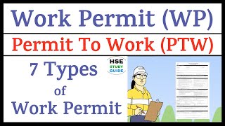 7 Types of Work Permit  Permit To Work PTW  Work Permit System  HSE STUDY GUIDE [upl. by Llenrep]