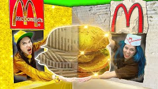 We Build a McDonalds At Home Out of Cardboard Cheap amp Expensive Food Fun Situations by Crafty Hacks [upl. by Elburr]