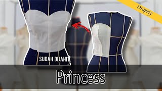 DRAPING MEMBUAT POLA PRINCESS Model Bustier [upl. by Bernadette]