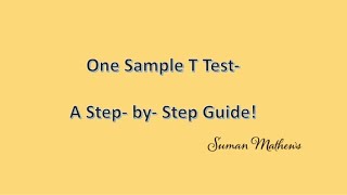 One Sample t test explainedUnderstanding the BasicsStatistics [upl. by Bertle]