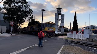 TasRail TR12 2011 TR07 36 train crossing Reibey Street Ulverstone Clock Tower [upl. by Gausman56]