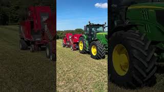 Marcrest 210 Baler and Bale Baron 5250  Baling Demonstrations  Canadas Outdoor Farm Show 2024 [upl. by Ybroc]