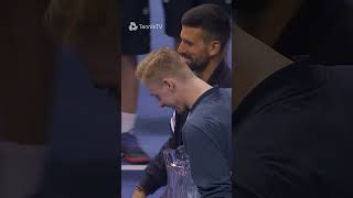 Novak Djokovic Hands Denis Shapovalov Belgrade Trophy [upl. by Ecart]