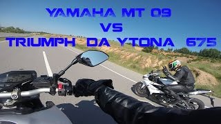 Yamaha MT 09 vs Triumph Daytona 675 Roll Race  Eski Video [upl. by Sherourd]