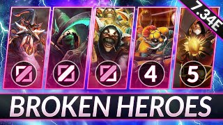 4 MOST BROKEN HEROES in EVERY ROLE  CLIMB MMR FAST in 734E  Dota 2 Meta Guide [upl. by Latihs]