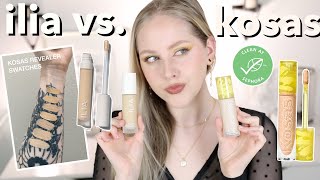 KOSAS VS ILIA FOUNDATIONS amp CONCEALERS  wear test swatches comparisons [upl. by Alegnat]