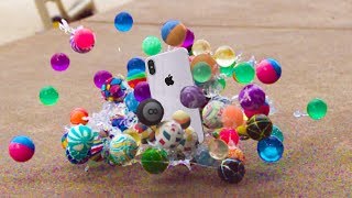 Can Bouncy Balls Protect iPhone X from Extreme Drop Test [upl. by Jerrilee]