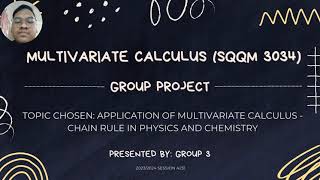 GROUP PROJECT PRESENTATION  MULTIVARIATE CALCULUS SQQM 3034  GROUP 3 [upl. by Kimmel]