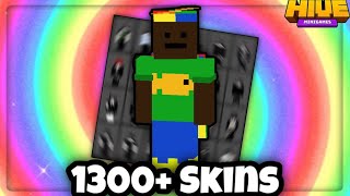 Minecraft Bedrock 1300 Skins With Capes  Cosmetics Biggest Skinpack On Hive [upl. by Ahsinawt]