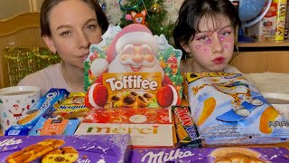 СЛАДКИЙ 🍫МУКБАНГЗИМНИЙ OREOКОНФЕТЫ MERSIБИСКВИТЫ MILKAШОКОЛАДTOFFIFEETWIXЧИПСЫ MUKBANG [upl. by Tavia]