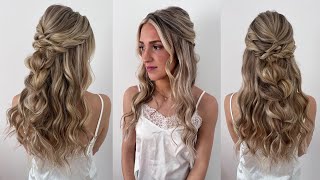 Wedding Hairstyle How To Do Half Up Half Down Boho Hairstyle Boho Beach Hairstyle [upl. by Roumell]