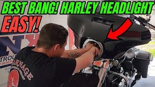 Best Harley Street Glide Head Light Upgrade Easy DIY Install [upl. by Nireves]