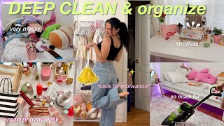 DEEP CLEAN and ORGANIZE my MESSY room✨this will motivate you [upl. by Ettenot]