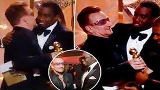 Bono rejects cringeworthy kiss from Sean ‘Diddy’ Combs in resurfaced video [upl. by Jacobah]