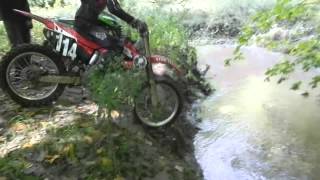 Honda CR125 Dirt Bike Deep Ravine Water Crossing [upl. by Elocen]