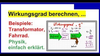 Wirkungsgrad berechnen einfach erklärt mit Beispielen Trafo Fahrrad Physik [upl. by Tedda200]