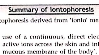 Iontophoresis summary [upl. by Nylrehc]