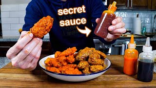 Super Crispy Chicken Wings That Stay Crispy 3 Wing Sauces [upl. by Atnahsal]