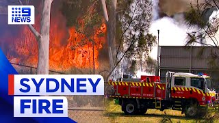 Rapid grass fire sparks emergency in Sydneys west  9 News Australia [upl. by Theta]