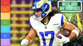 Wide Receiver Rankings Tiered for Week Nine 9 of 2024 Fantasy Football [upl. by Ahsiekram]