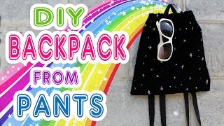 EASY DIY BACKPACK NO SEW TUTORIAL FROM OLD JEANS GALAXY STARS FROM SCRATCH [upl. by Morton]