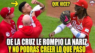 Así ELLY DE LA CRUZ GOLPEA LE ROMPE la NARIZ a un COMPAÑERO sale LESIONADO y NO CREERÁS QUE PASÓ MLB [upl. by Annahsar]