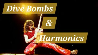 Van Halen Whammy Bar Dive Bomb amp Dive harmonics Guitar Lesson [upl. by Weiler]