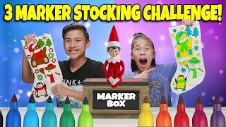 3 MARKER CHALLENGE  CHRISTMAS STOCKING EDITION [upl. by Lyrred]