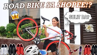 BUMILI AKO NG ROAD BIKE SA SHOPEE 😱 ANG MURA  BIKE ITEMS HAUL by Aira Lopez [upl. by Airaet]