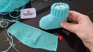 İlk Defa Örecekler İçin Harika Bir Seçim İki Şiş ile Bebek Patik Modelleri Knitting Baby Socks [upl. by Adeys949]