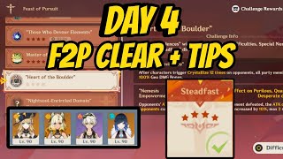 Feast of pursuit Day 4  Heart of the boulder steadfast difficulty F2P clear  Genshin Impact [upl. by Lajes]