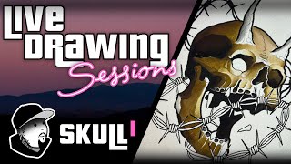 Drawing Skull in Neo Traditional Pt1  Live Drawing Sessions [upl. by Arannahs557]