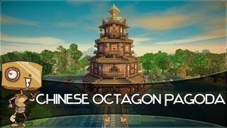 Minecraft Lets Build  a Chinese Octagon Pagoda Part 2 [upl. by Bron]