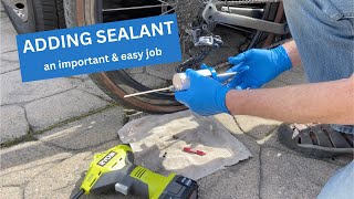 How To Add Tubeless Tire Sealant To Your Bike Tires bikerepair [upl. by Eyllom634]