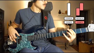 Bass PJ pickup comparison Fender Yosemite vs Pure Vintage 63 w Seymour Duncan SJB2B [upl. by Hoffert]