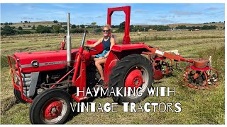 VINTAGE TRACTORS AT WORK  HAYMAKING [upl. by Yorgerg]