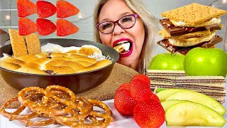 ASMR SMORES STRAWBERRY GREEN APPLE PRETZEL CHOCOLATE WAFER EATING SOUNDS MUKBANG 먹방 [upl. by Abbotsen]