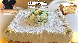 MILLEFOGLIE CREMA E FRUTTI DI BOSCO torta decorata facile e veloce [upl. by Isiah577]