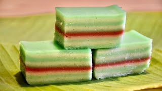 Pandan Steamed Layer Cake  Khao Pard Xun  Lao Dessert [upl. by Schapira]