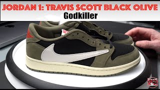 InDepth Review Travis Scott x Air Jordan 1 Low Black Olive 🖤🌿 KickWho Godkiller Batch [upl. by Dido]