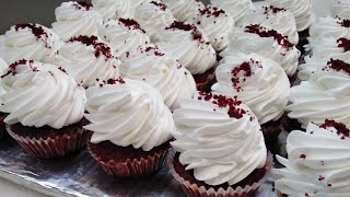 Cupcakes frosting  whipped cream frosting  red velvet cupcakes frosting  milty color cupcakes [upl. by Annaitat]